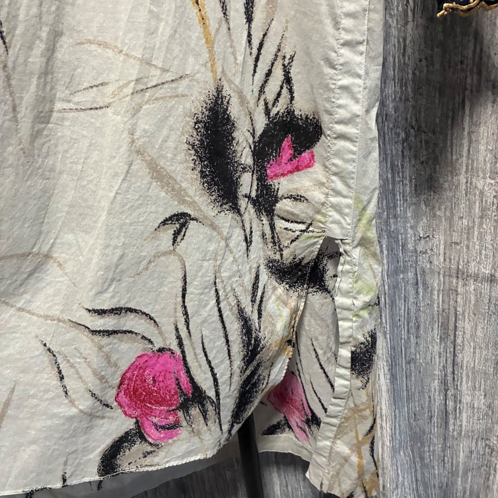 RL Pret Abstract Floral Tunic Blouse 3/4 Sleeve V-neck Light Weight Women Sz 10 - Picture 3 of 8